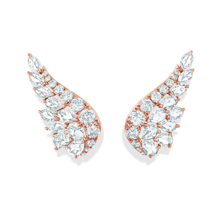 64Facets Diamond Angel Wing Crawler Earrings