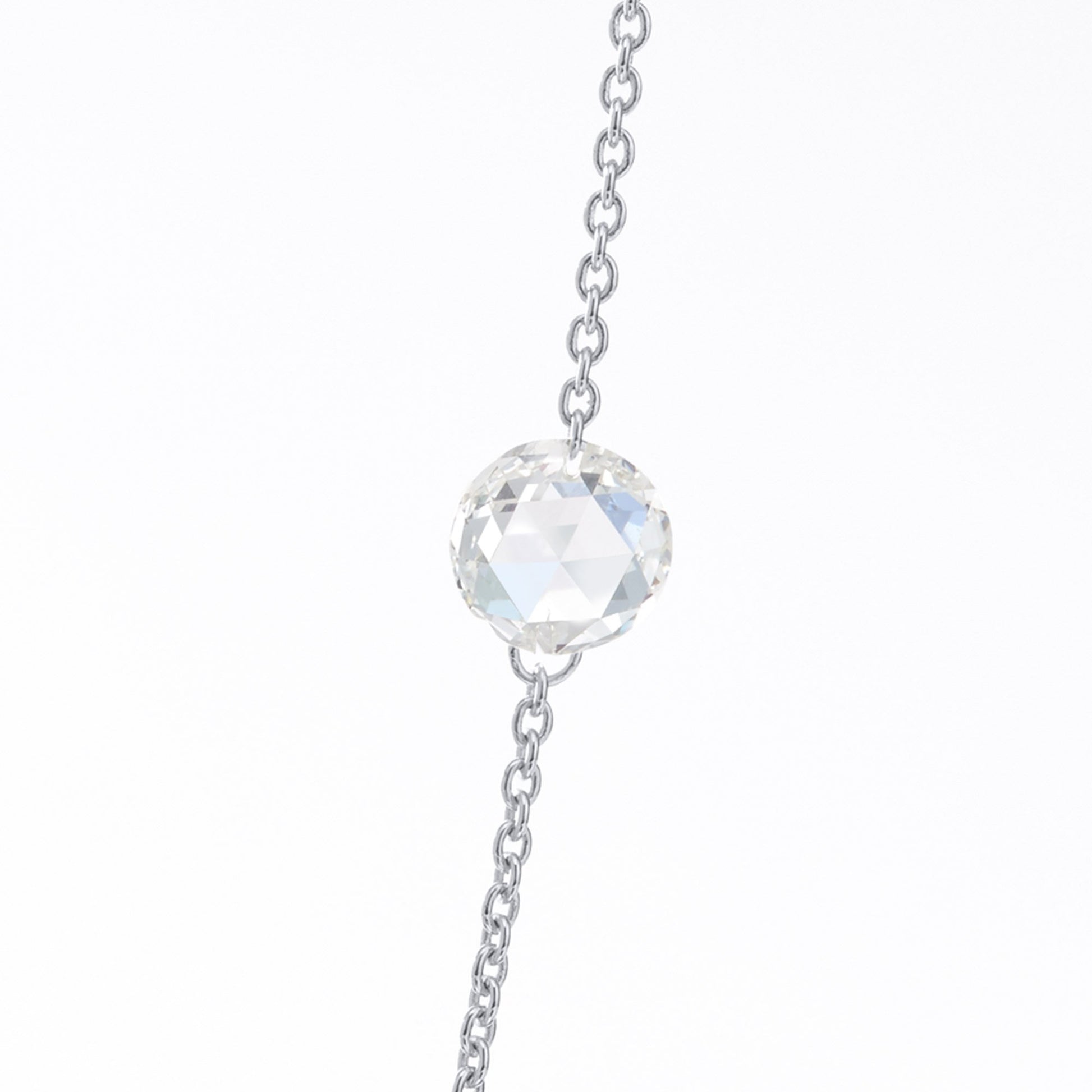 64Facets 18K Gold Chain Necklace with Rose Cut Diamond Stations