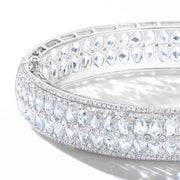 64Facets Rose Cut Diamond Bangle Bracelet in 18K White Gold