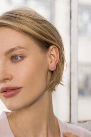 Modern Rose Heart Stud Earrings