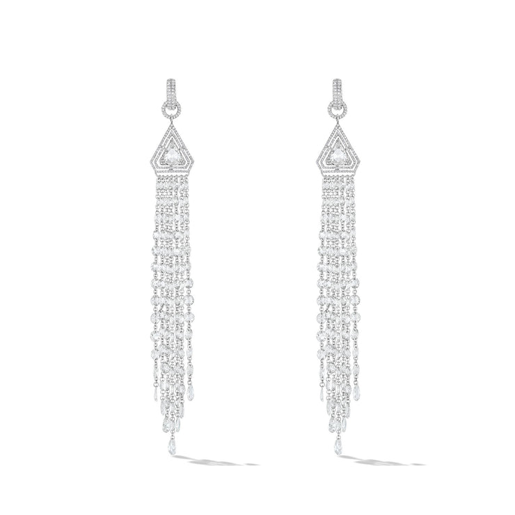 64facets rose cut diamond tassel earrings