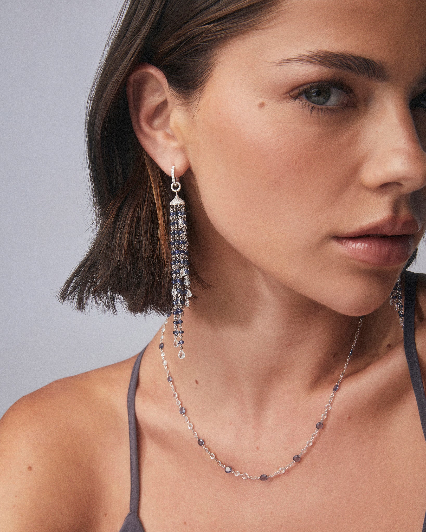 Image of Diamond & Sapphire Chain Necklace