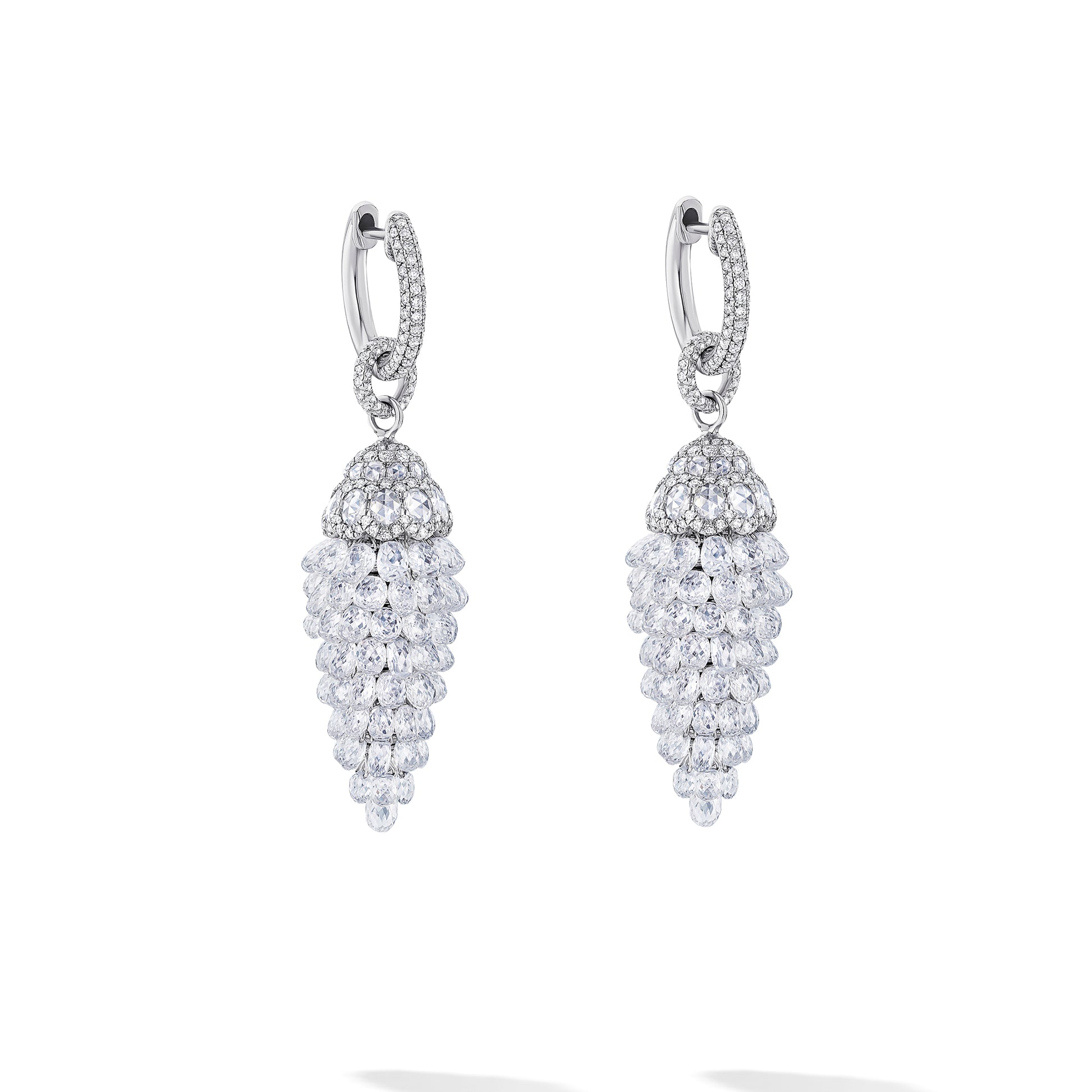 Briolette Diamond Cluster Drop Earrings