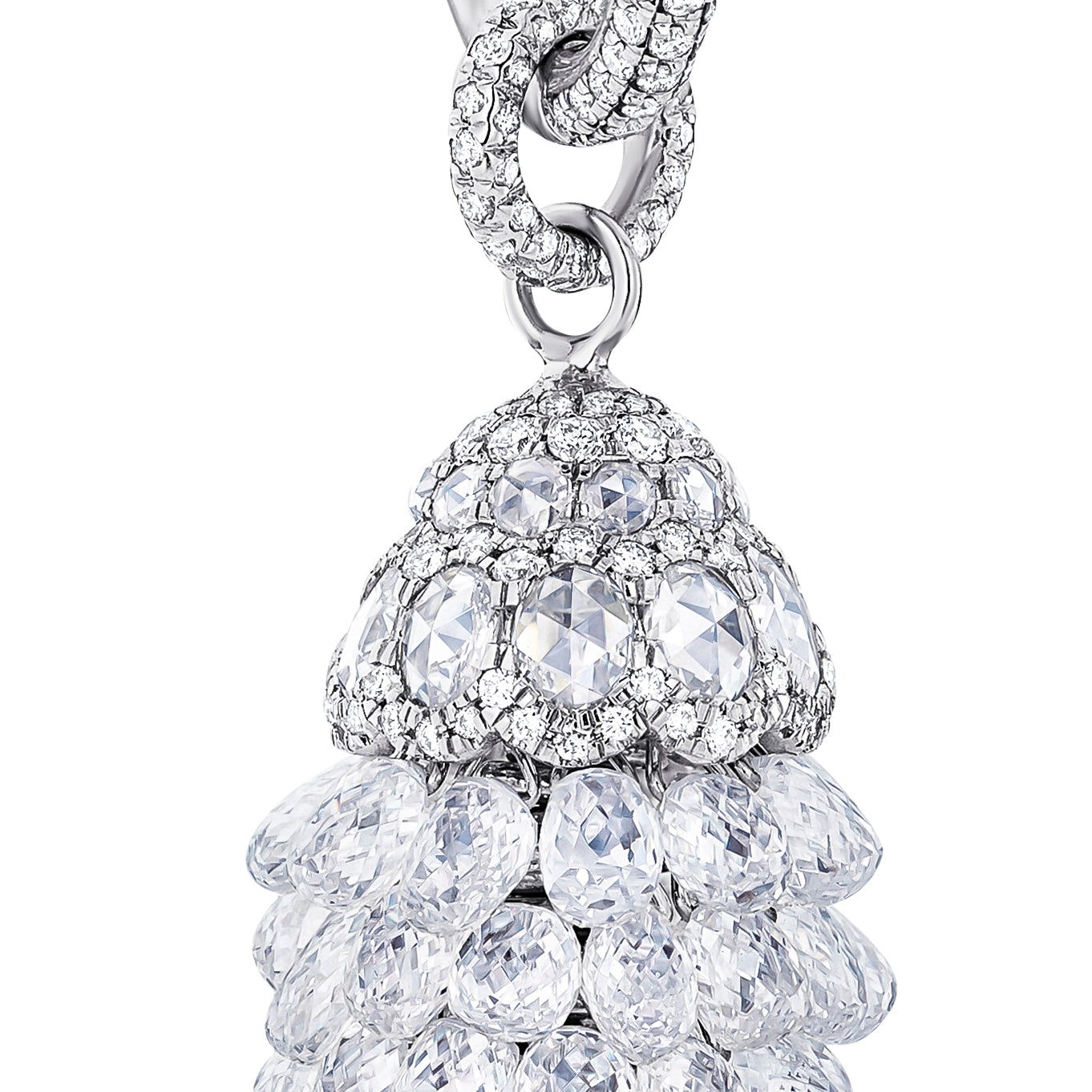 Briolette Diamond Cluster Drop Earrings