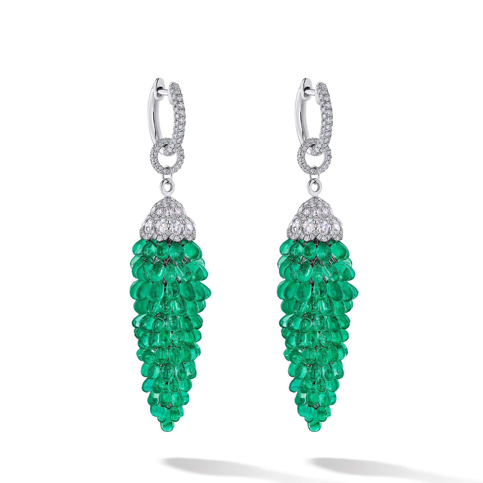 Emerald Cluster Drop Earrings