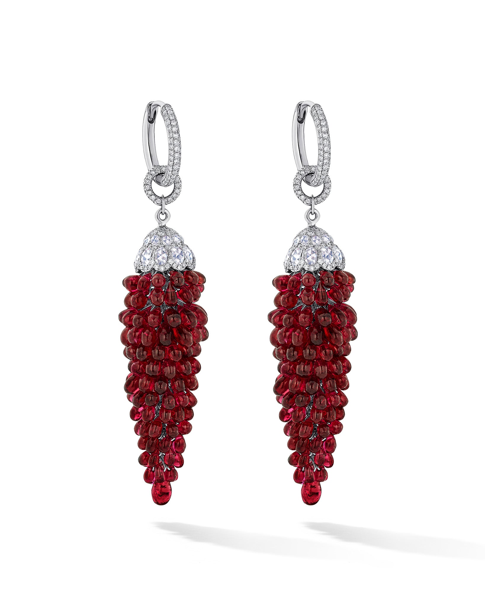 Ruby Cluster Drop Earrings