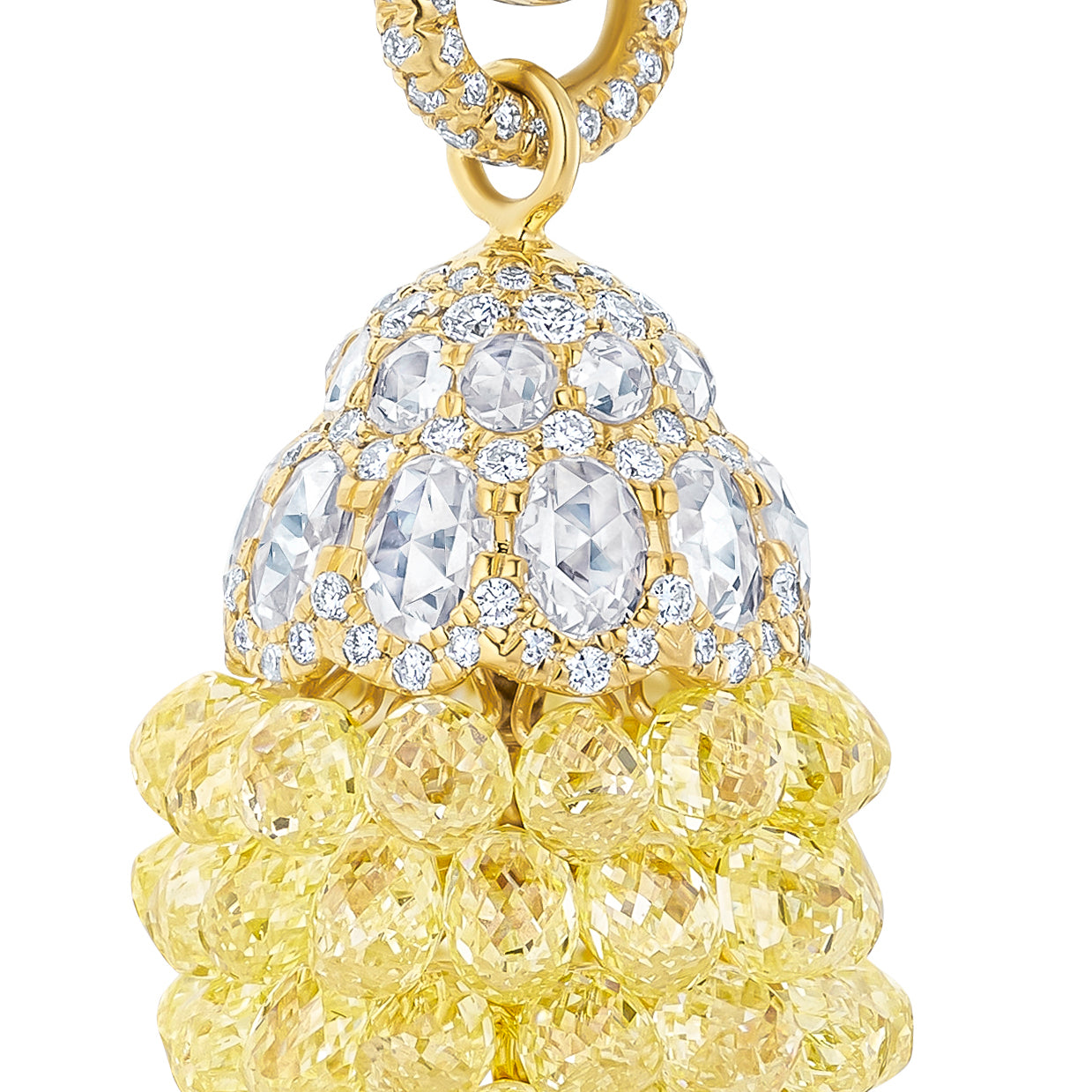 Image of Yellow Briolette Diamond Cluster Drop Earrings