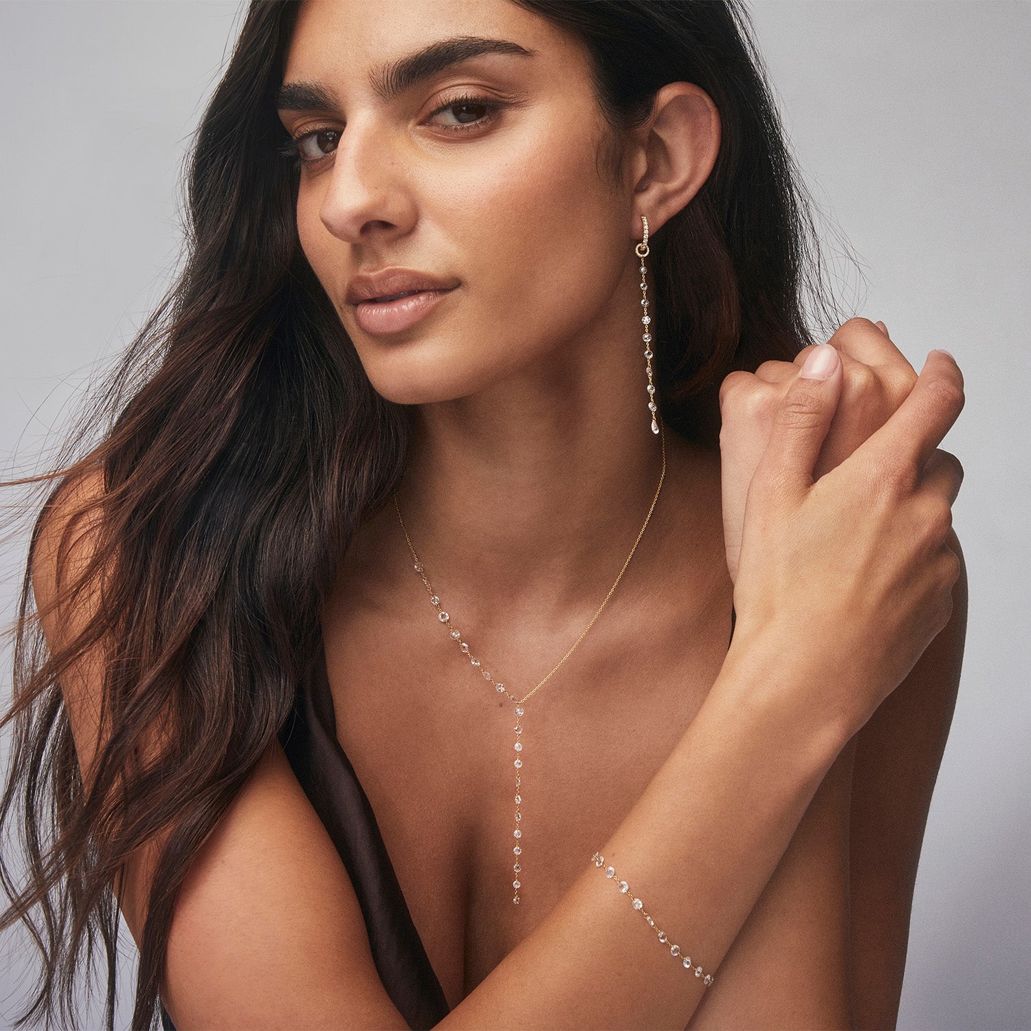 Single Drop Diamond Tassel Earrings
