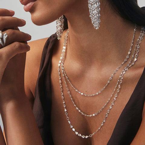 Graduating Pear Diamond Chain Necklace