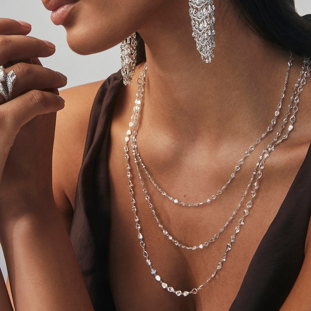 Graduating Pear Diamond Chain Necklace