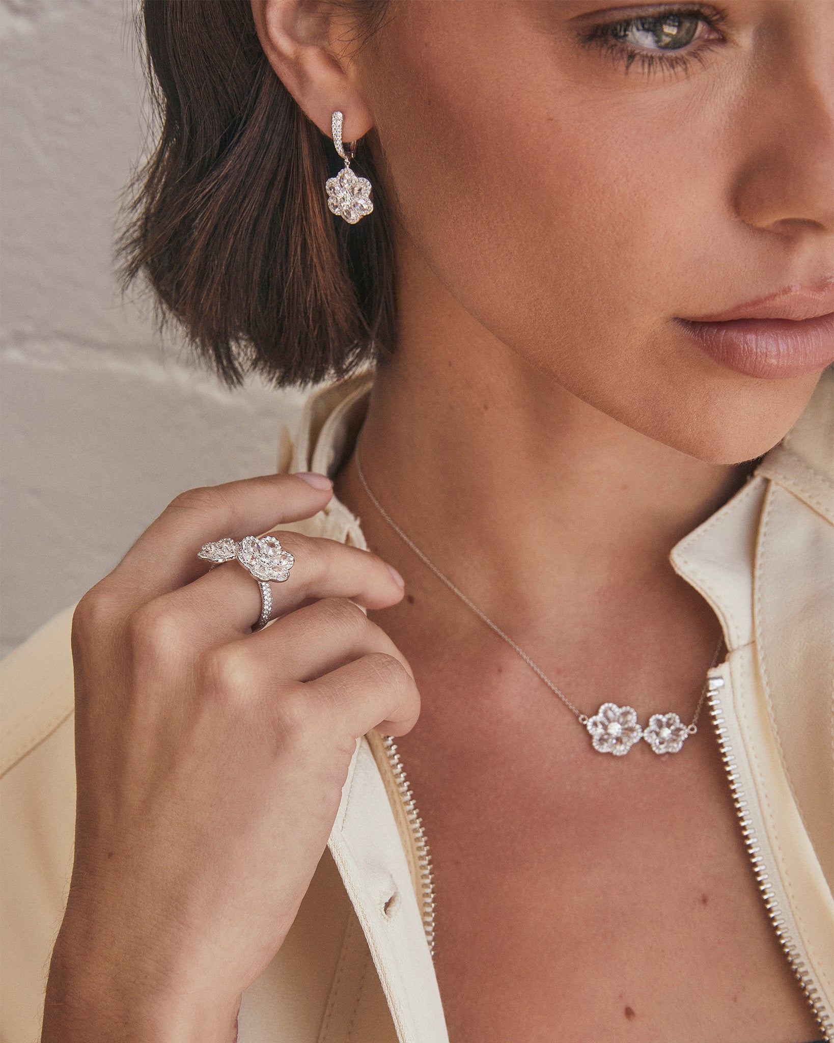 Double Flower Diamond Necklace