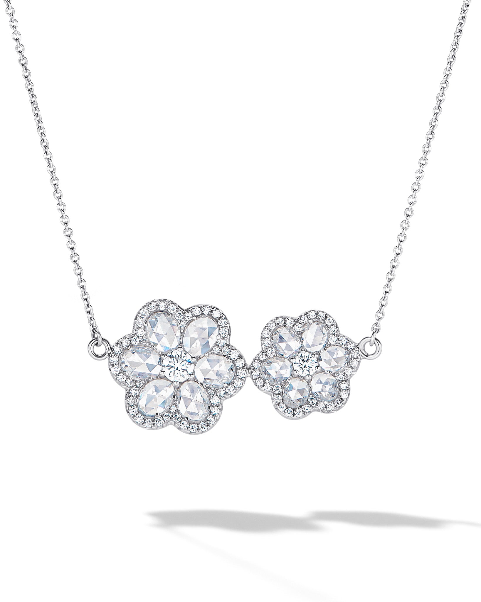 Double Flower Diamond Necklace