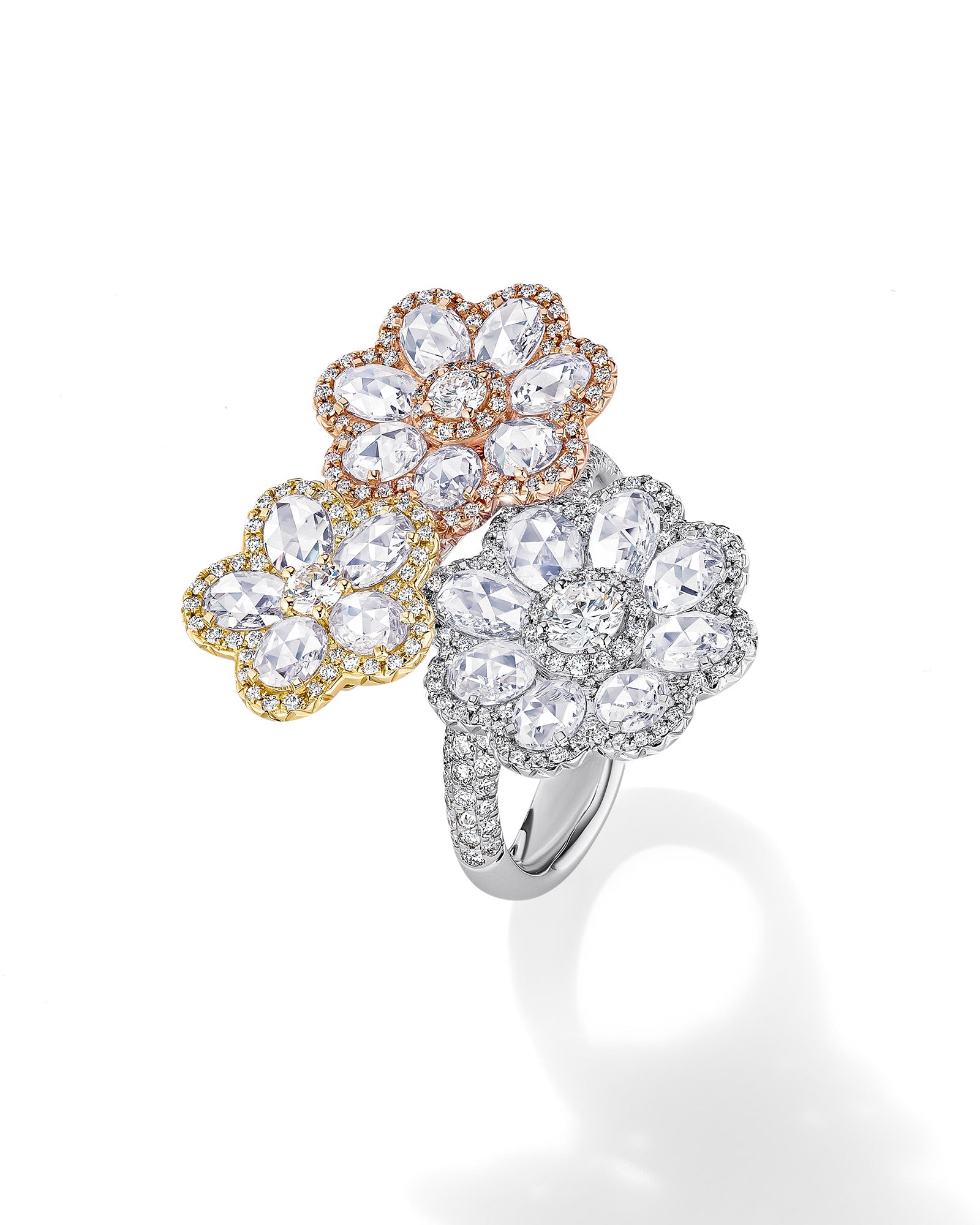 Three Flower Diamond Ring