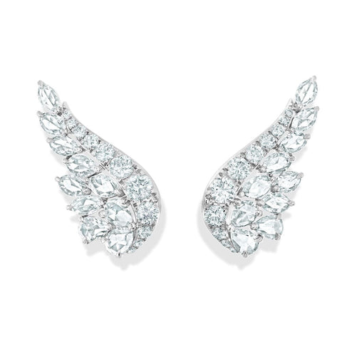 64Facets Diamond Angel Wing Crawler Earrings