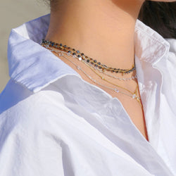 Image of 64Facets Black Rose Cut Diamond Chain Necklace in Platinum dipped in rhodium