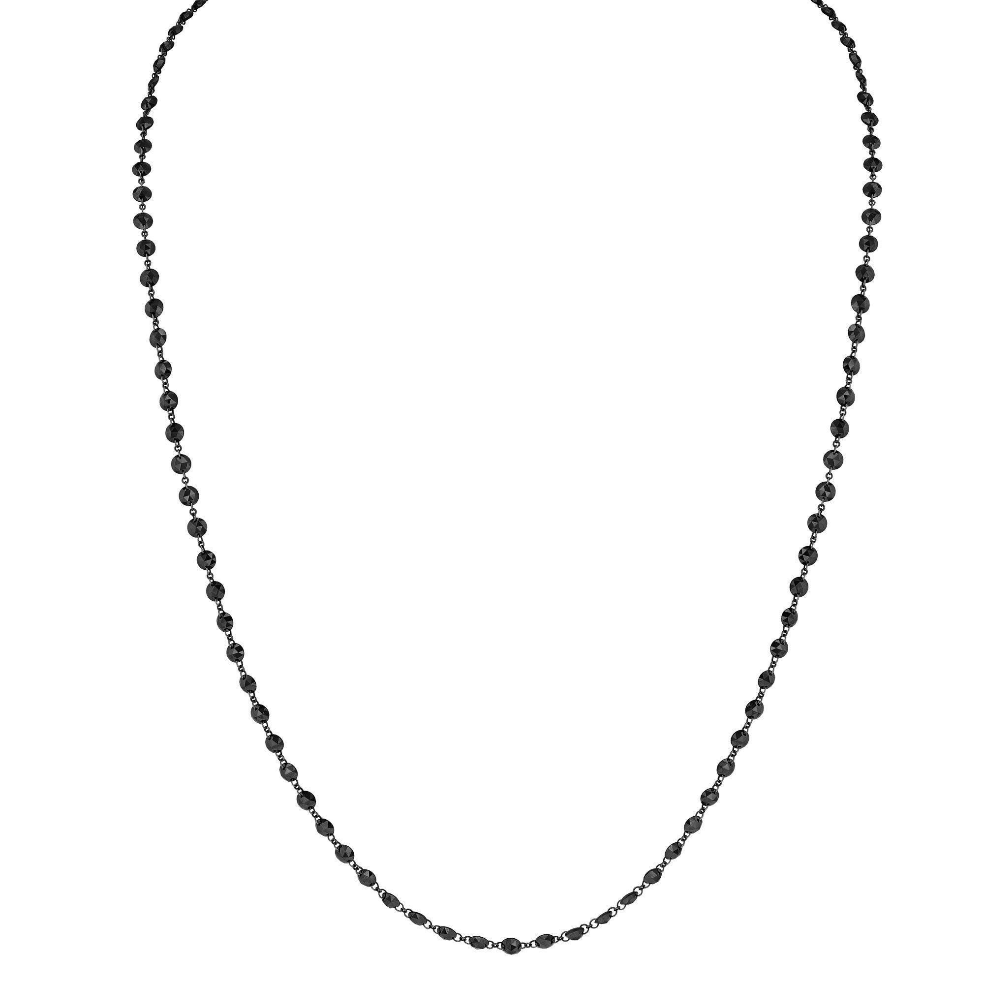 Image of 64Facets Black Rose Cut Diamond Chain Necklace in Platinum dipped in rhodium