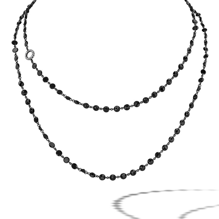 64Facets Black Rose Cut Diamond Chain Necklace in Platinum dipped in rhodium