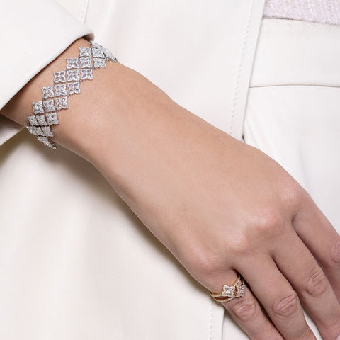 64facets Diamond Blossom Tennis Bracelet made with rose-cut diamonds and set in 18k gold