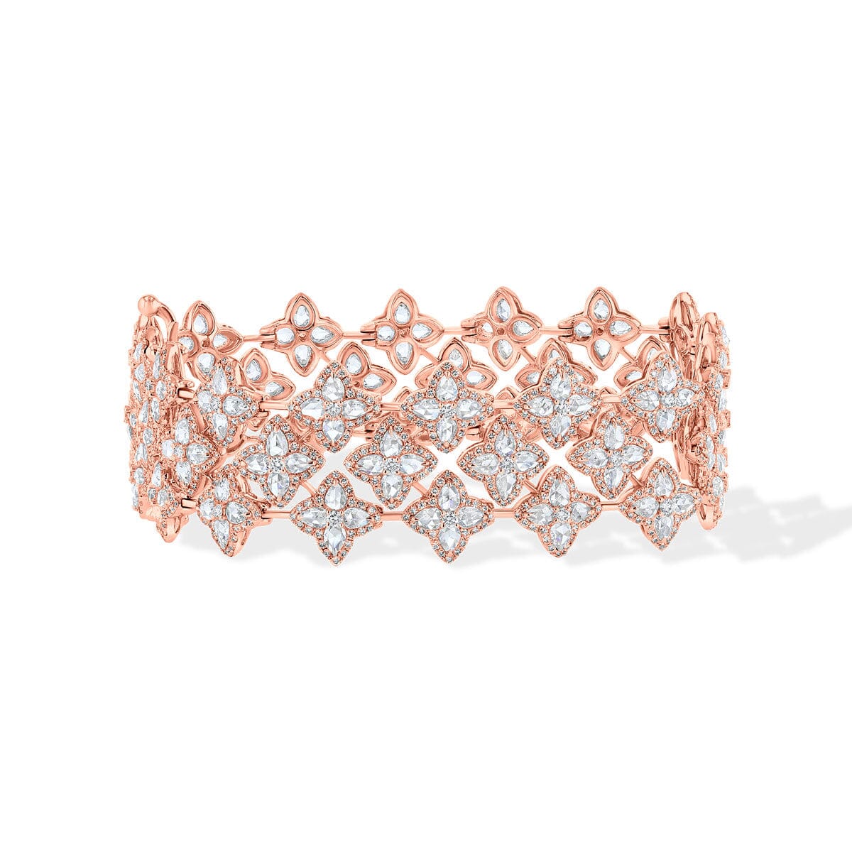 Image of 64facets Diamond Blossom Tennis Bracelet made with rose-cut diamonds and set in 18k gold