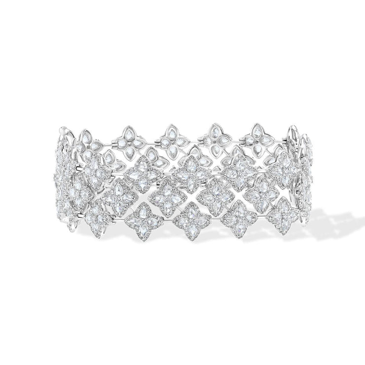 64facets Diamond Blossom Tennis Bracelet made with rose-cut diamonds and set in 18k gold