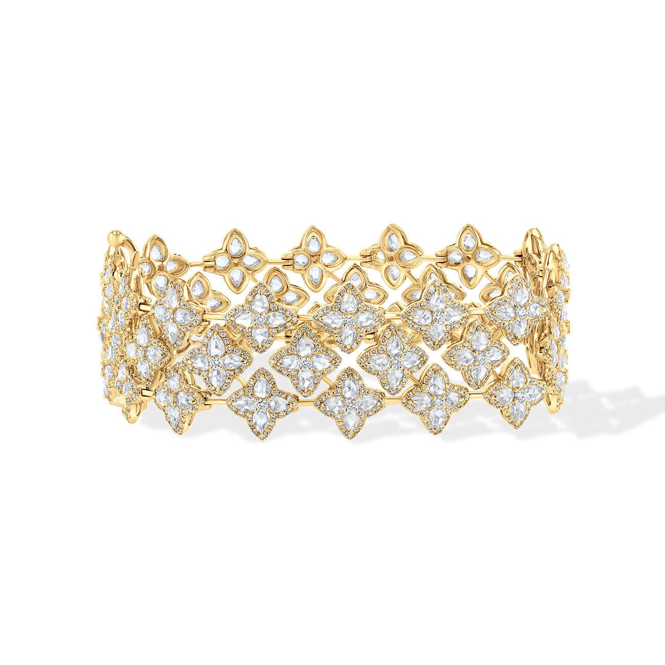 Image of 64facets Diamond Blossom Tennis Bracelet made with rose-cut diamonds and set in 18k gold