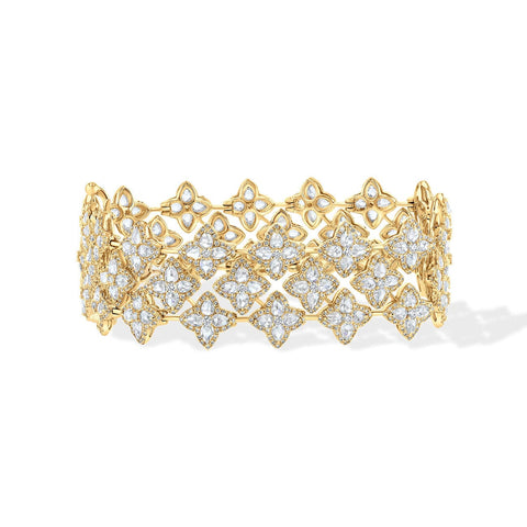 64facets Diamond Blossom Tennis Bracelet made with rose-cut diamonds and set in 18k gold