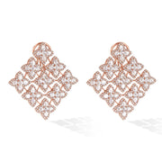 64Facets Diamond Blossom Statement Dangle Earrings set in 18k Gold