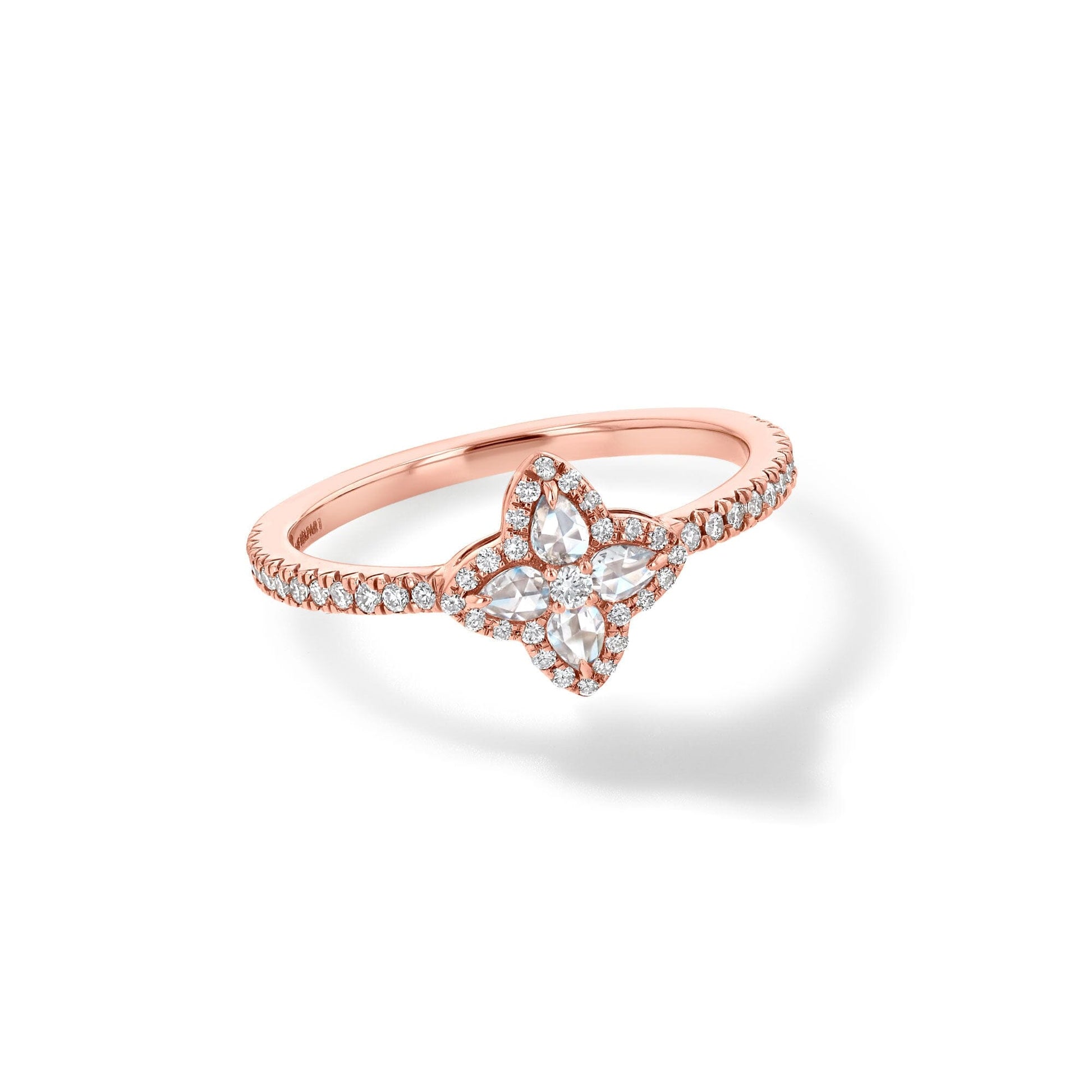 64Facets blossom diamond ring set in 18k gold