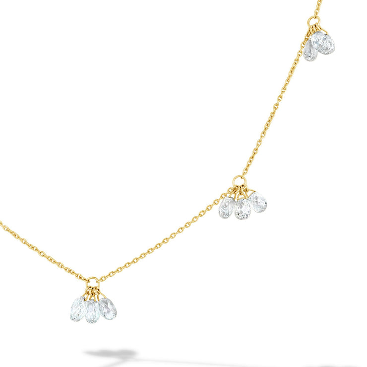 64facets briolette diamond and gold chain necklace