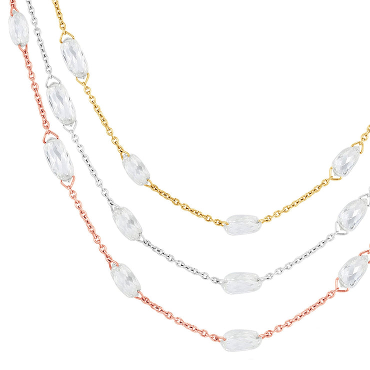 64Facets Briolette Diamond Necklace in 18k Gold