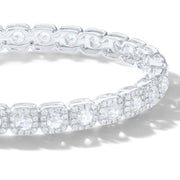 Diamond Bangle Bracelet Close up. Rose cut diamonds are accented by micro pave brilliant cut diamonds in a cushion shape. 