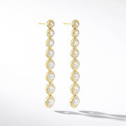 64Facets Diamond Drop Dangle Earrings in 18k Yellow gold. Rose Cut diamond earrings with pave diamond accents. 