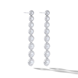 Image of Diamond dangle earrings. Rose cut diamonds with brilliant cut diamonds in a micro pave setting. 