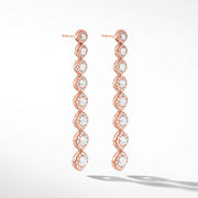 64Facets Diamond Drop Dangle Earrings in 18k rose gold. Rose Cut diamond earrings with pave diamond accents. 