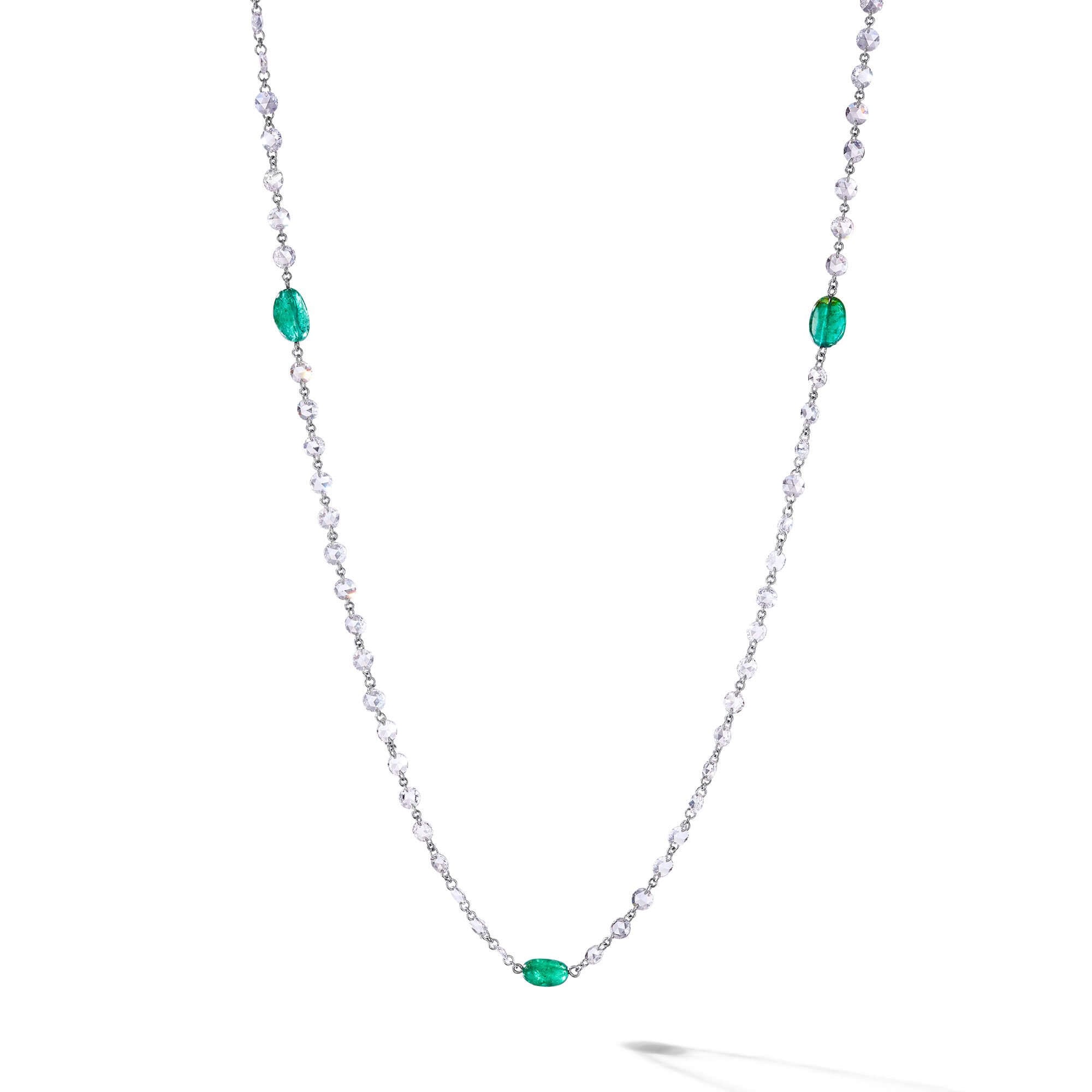 Image of 64Facets diamond and emerald chain with platinum and 18k gold links