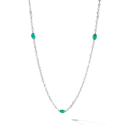 Image of 64Facets diamond and emerald chain with platinum and 18k gold links