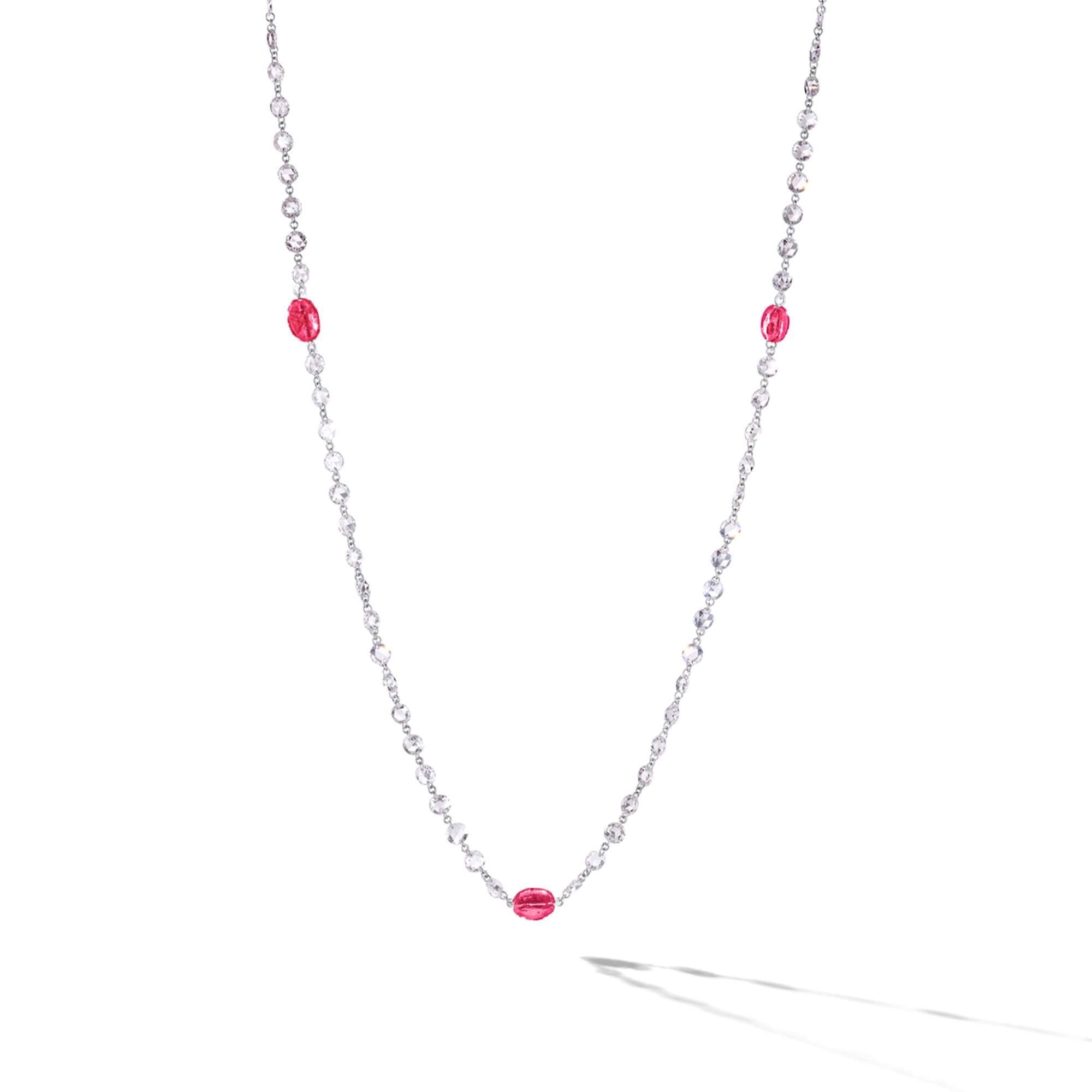 Image of 64Facets Elements rose cut diamond and ruby gemstone cabochon bead stations 