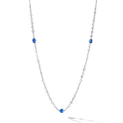 64Facets diamond and sapphire chain with platinum and 18k gold links