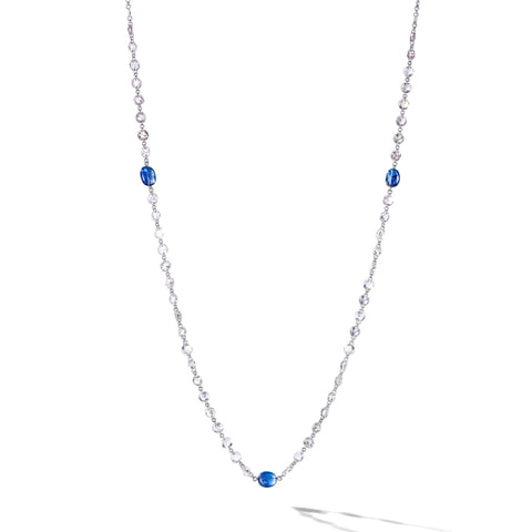 64Facets diamond and sapphire chain with platinum and 18k gold links