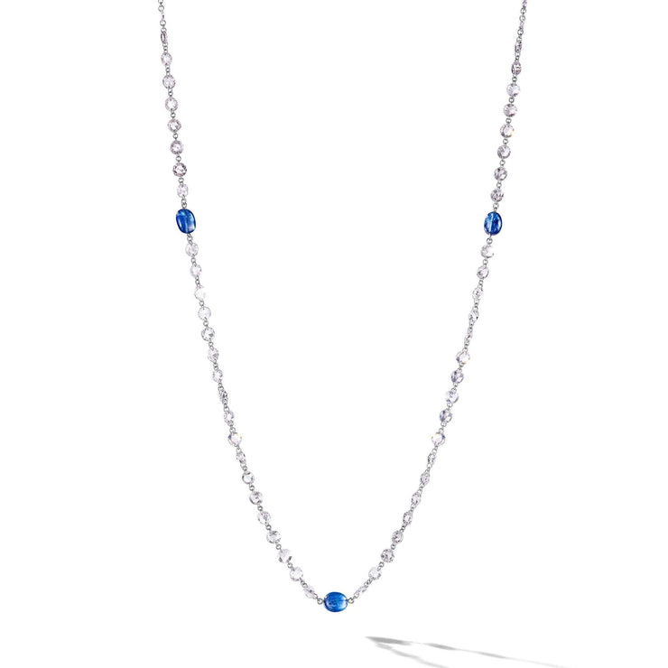 64Facets diamond and sapphire chain with platinum and 18k gold links
