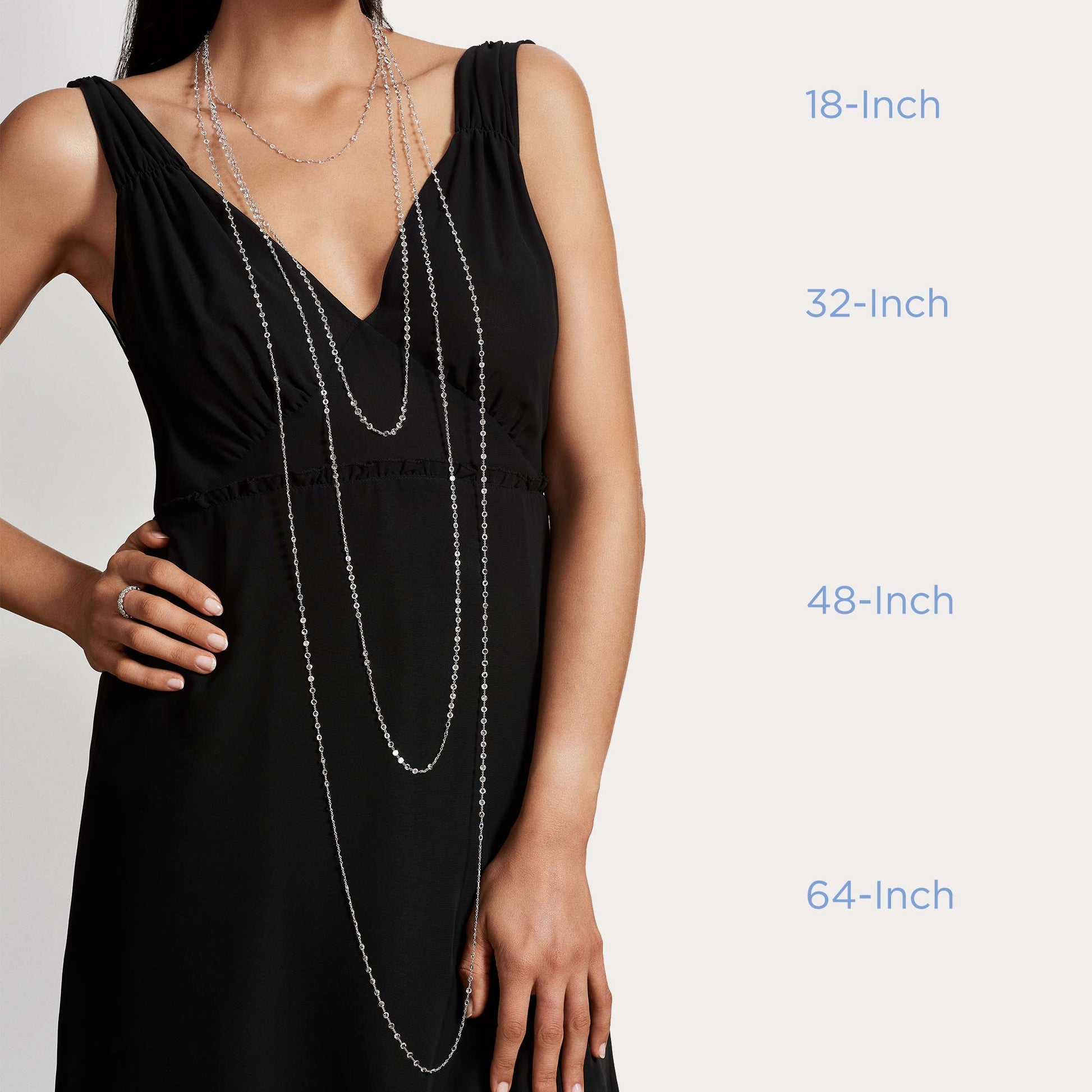64Facets Rose Cut Diamond Chain Necklace in Platinum and 18K Gold