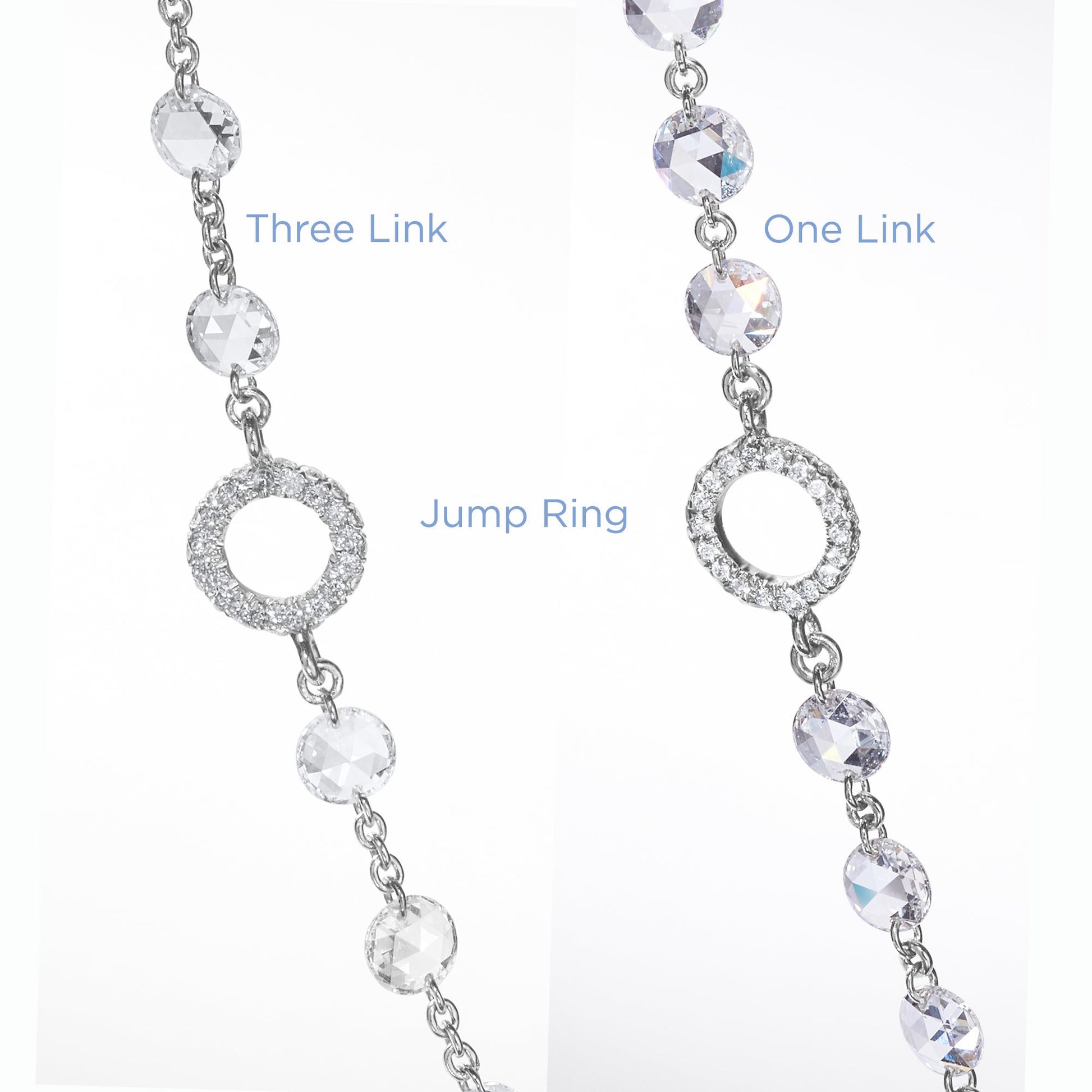 64Facets Rose Cut Diamond Chain Necklace in Platinum and 18K Gold