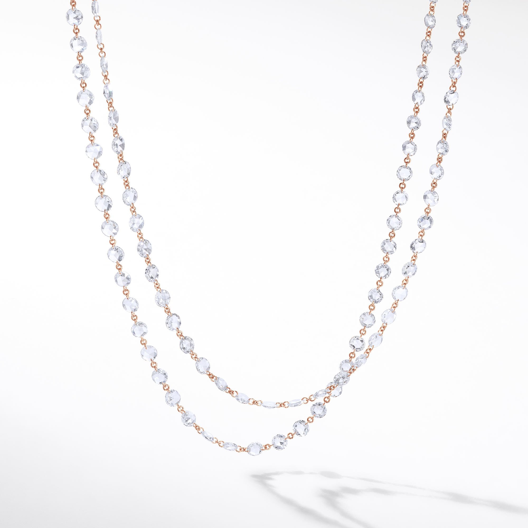 Image of 64Facets Rose Cut Diamond Chain Necklace in Platinum and 18K Gold