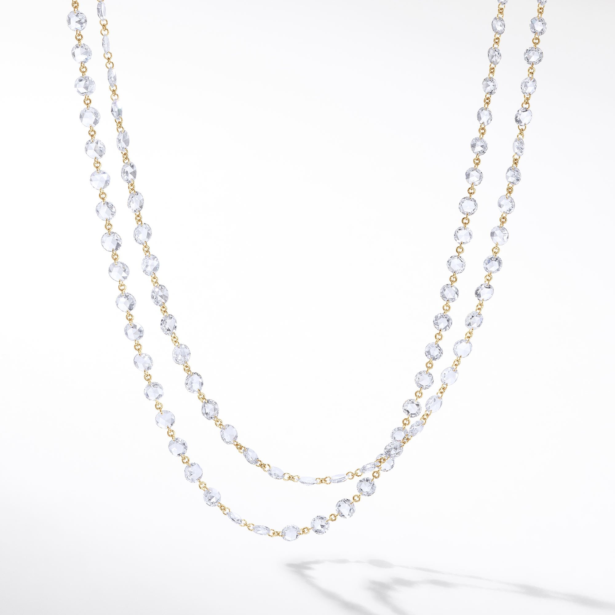 Image of 64Facets Rose Cut Diamond Chain Necklace in Platinum and 18K Gold