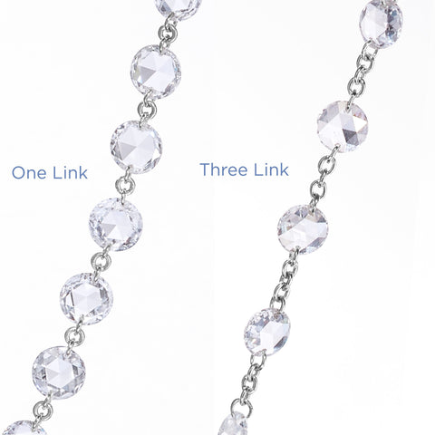 64Facets Rose Cut Diamond Chain Necklace in Platinum and 18K Gold