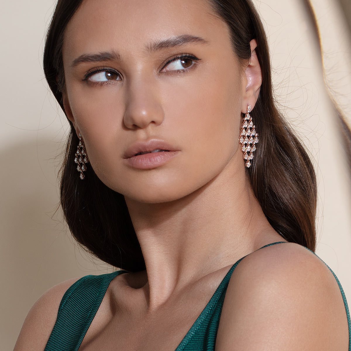 Image of 64Facets rose cut diamond chandelier earrings in 18kgold