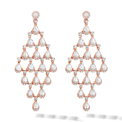 64Facets rose cut diamond chandelier earrings in 18kgold