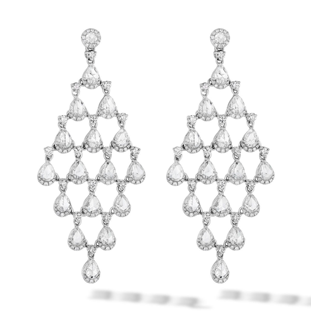 64Facets rose cut diamond chandelier earrings in 18kgold