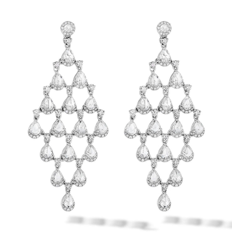64Facets rose cut diamond chandelier earrings in 18kgold