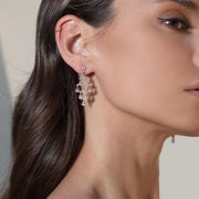 64Facets rose cut chandelier dangle earrings set in gold